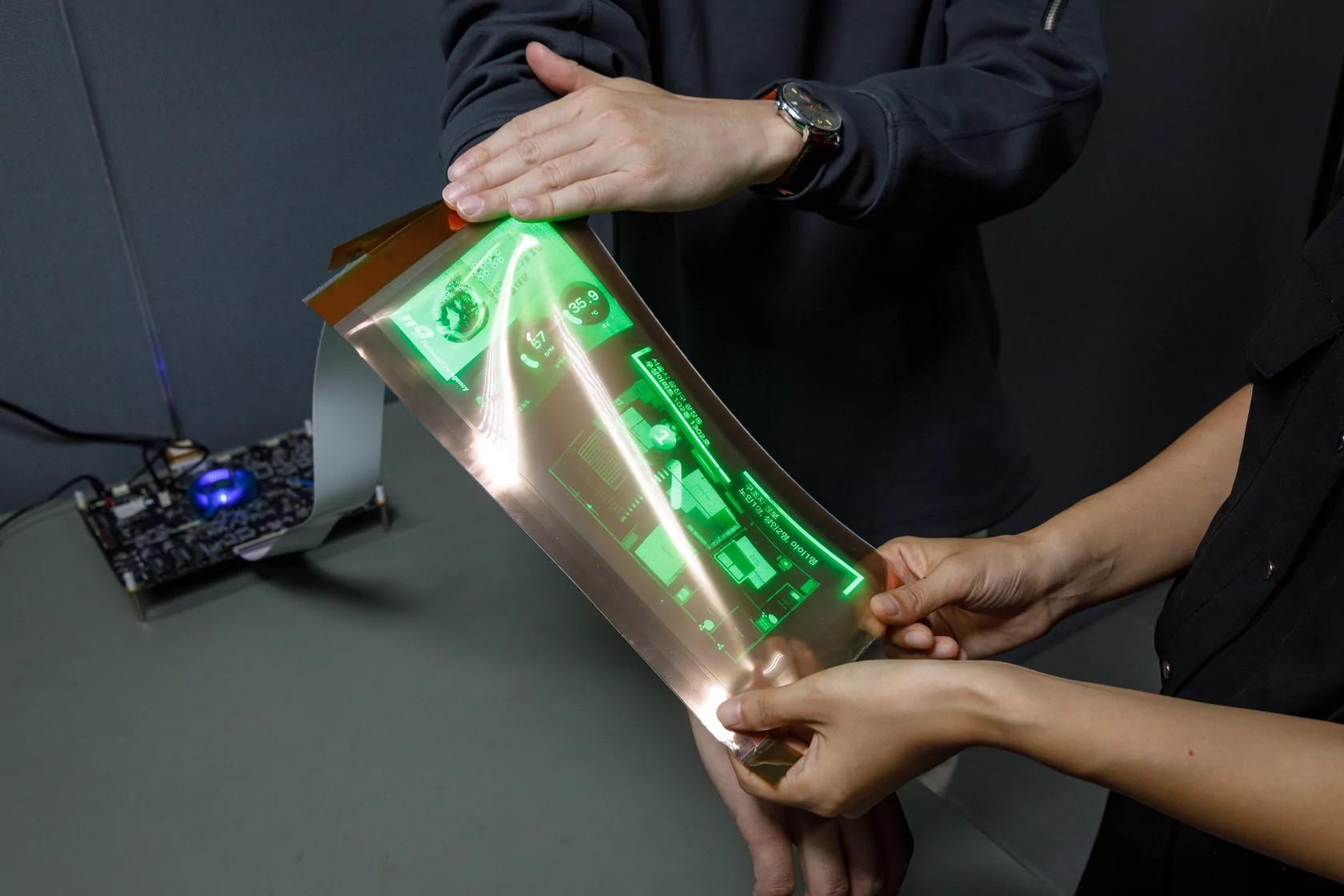 The latest technology allows you to install displays literally everywhere, but commercial products will have to wait