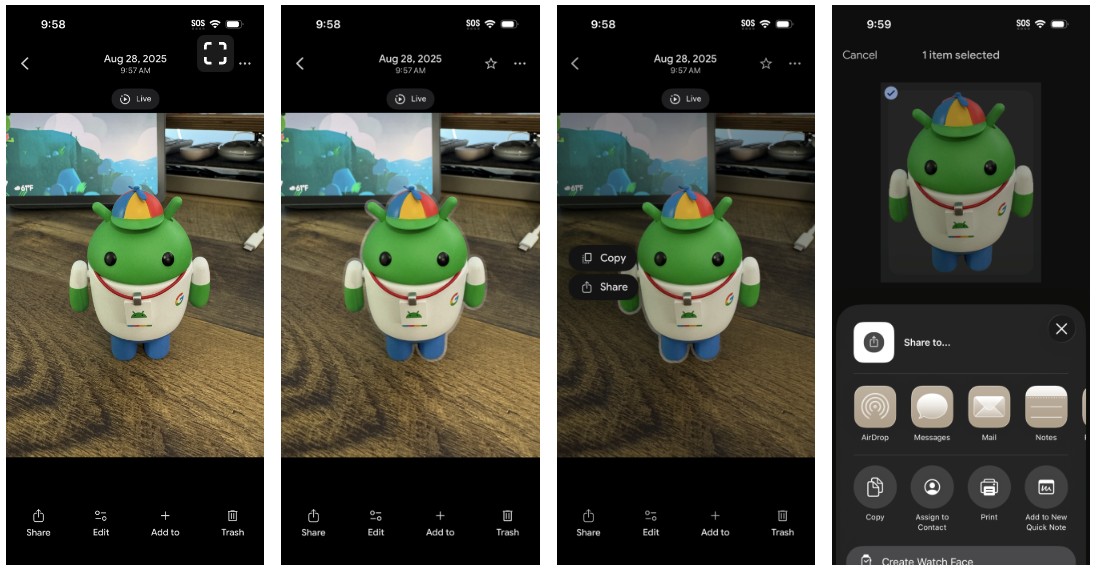 You can paste or share stickers directly into apps like WhatsApp, Instagram, and Messages.